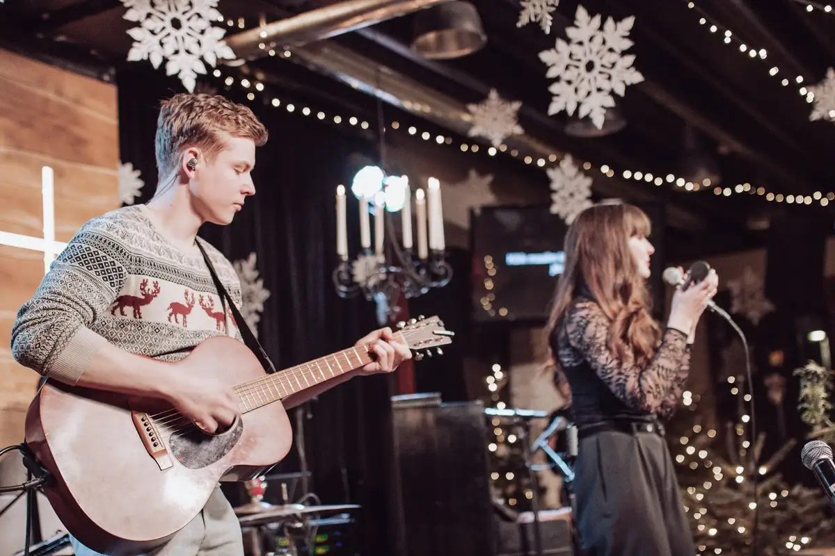 Christmas service, guitar and song