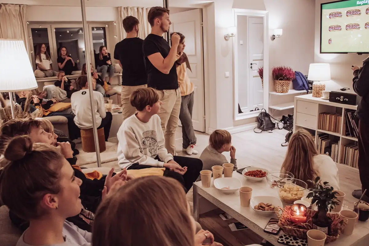 A home group in a living room